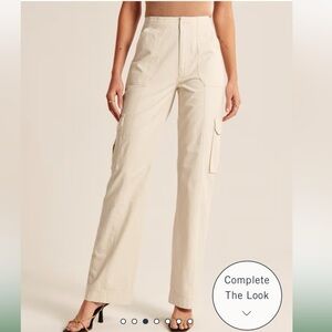 Abercrombie & Fitch Relaxed Cargo Pants 14 32 mid plus cream khaki Y2K utility